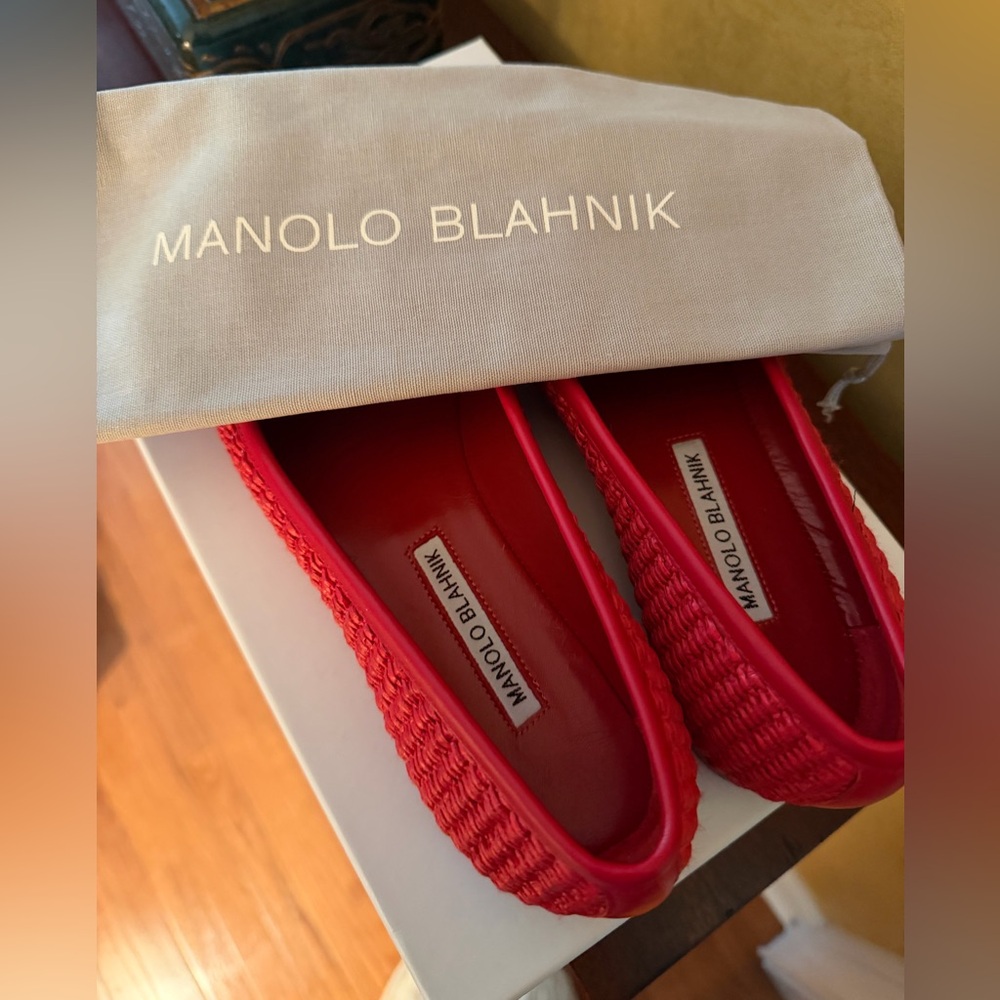 Manolo Blahnik Vibrant Red Ballet Flats